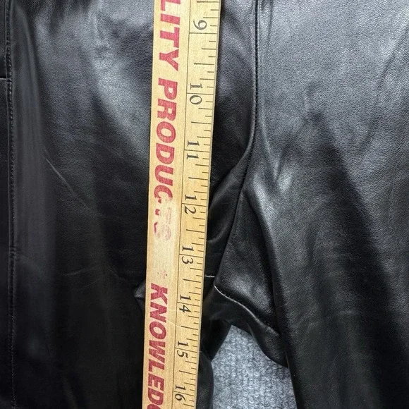 Halston Womens Faux Leather Pants Black High Waisted Elastic Waist Pockets - Picture 7 of 11